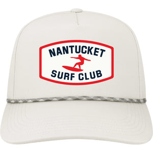White Roadie Hat with Red Surfer
