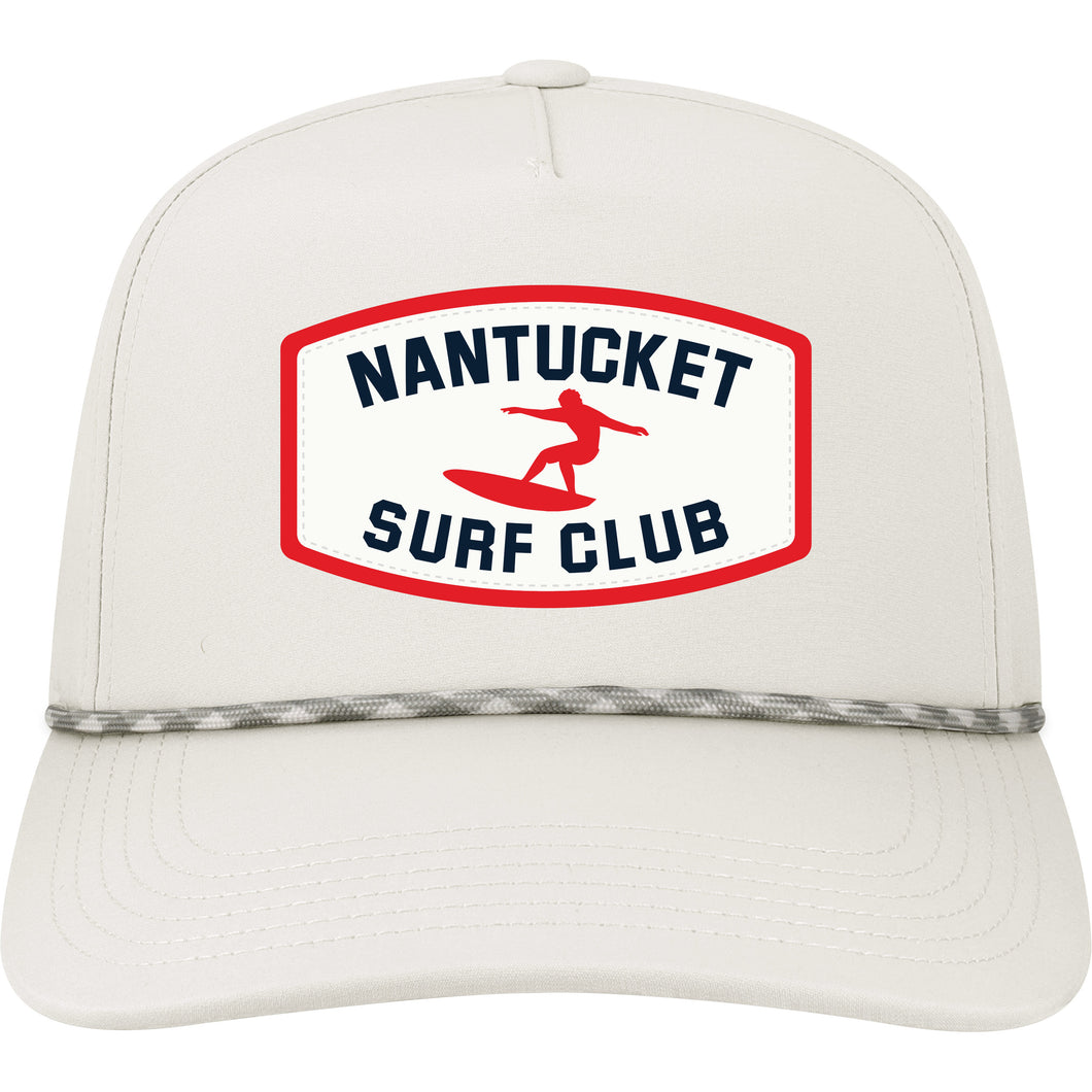 White Roadie Hat with Red Surfer