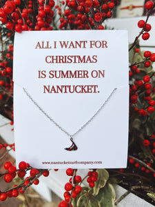 Silver Stainless Map Nantucket Necklace