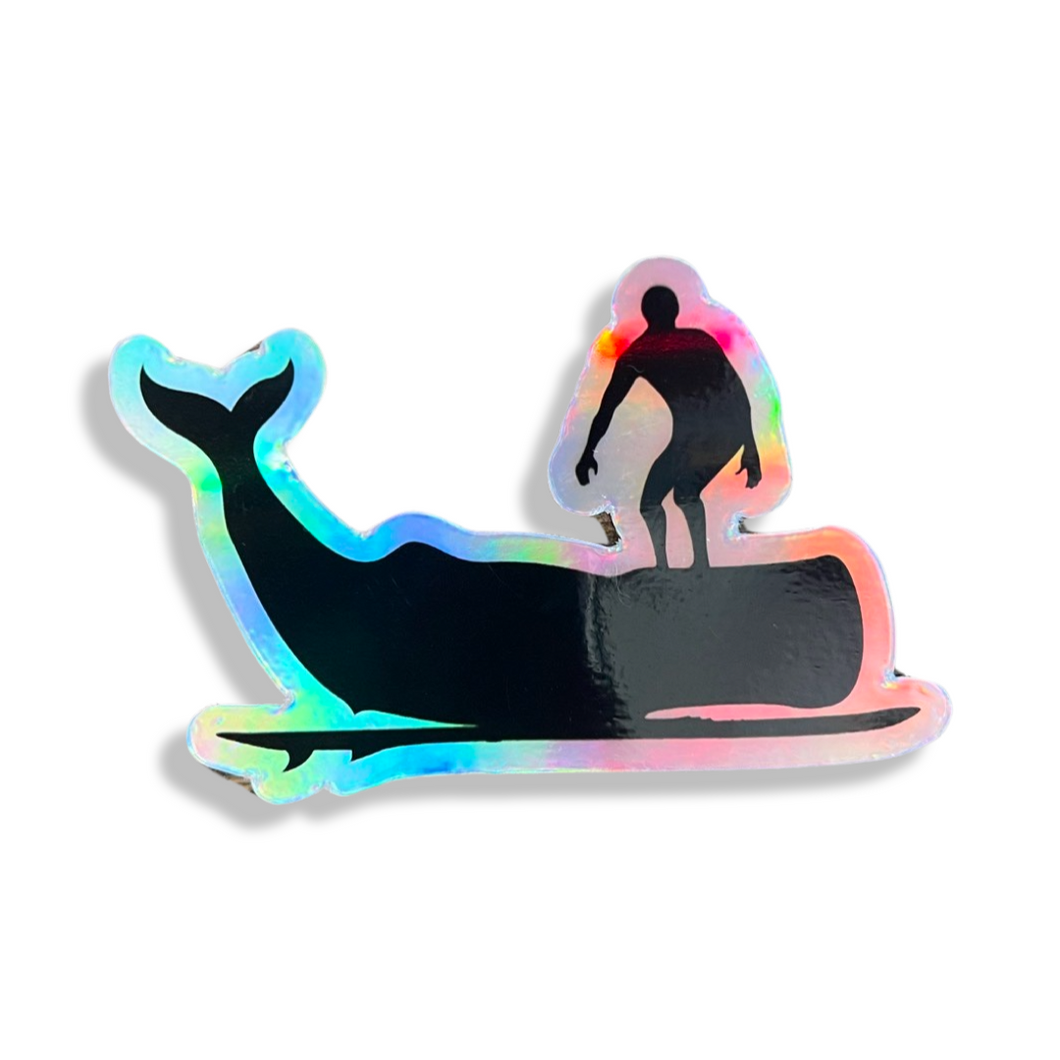 Holographic Nantucket Surf Club Whale Sticker