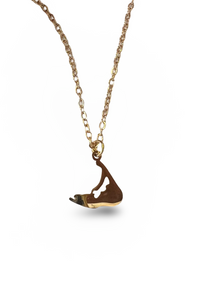 Gold Stainless Map Nantucket Necklace