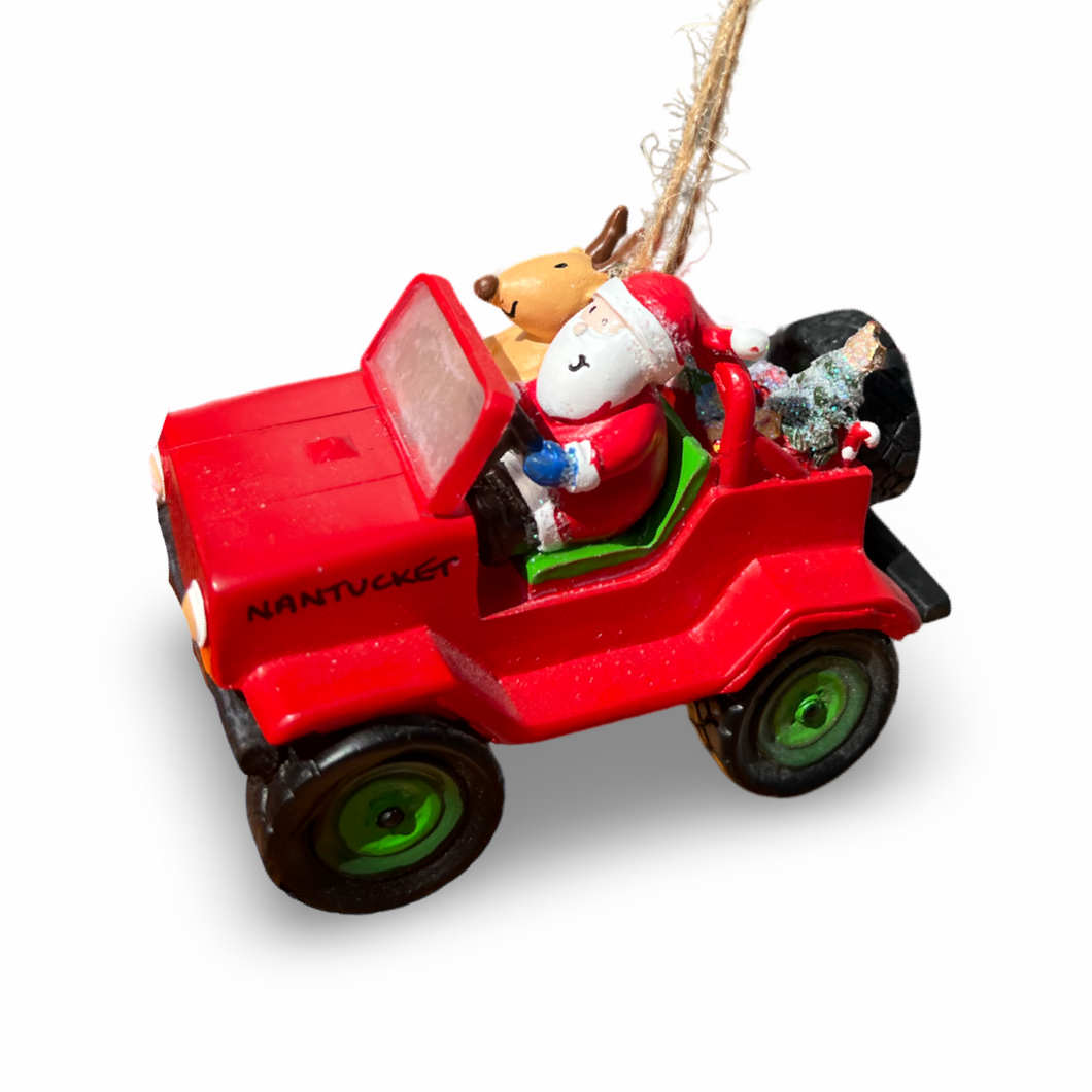 Santa Jeep Ornament