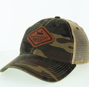 Camo Hat with Leather Patch