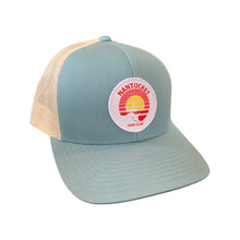 Load image into Gallery viewer, Blue/Tan Nantucket Surf Club Patch Snapback
