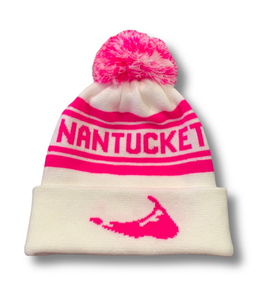 Nantucket pink and white hat